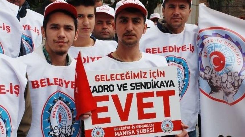 Belediye İş&ccedil;ilerinden Kadro Eylemi