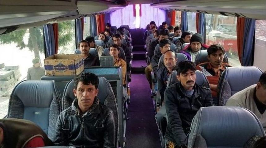 Otob&uuml;s Şof&ouml;r&uuml; Ve Muavini İnsan Ka&ccedil;ak&ccedil;ılığı Yaparken Yakalandı