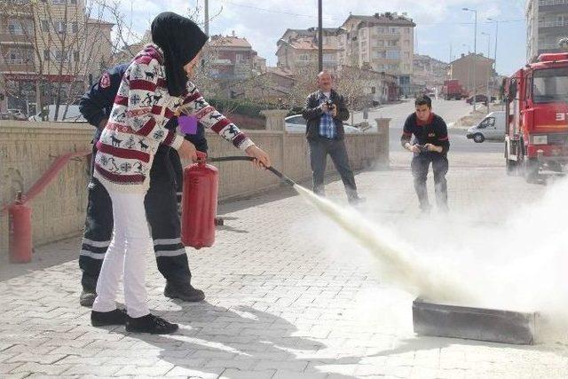 Nevşehir’de Öğrenciler Yangın Tatbikatında