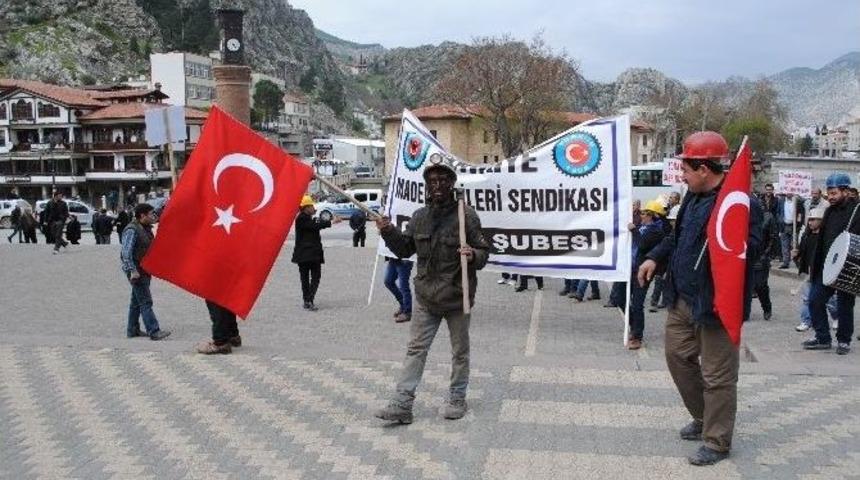 Amasya&rsquo;da Madenciler Y&uuml;r&uuml;y&uuml;ş Yaptı