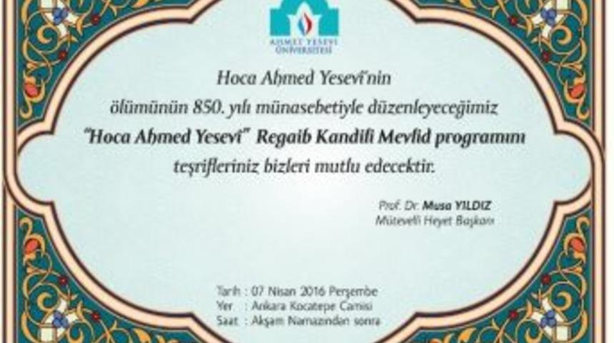 Ahmet Yesevi &Uuml;niversitesinden, Hoca Ahmed Yesevi İ&ccedil;in Mevlit