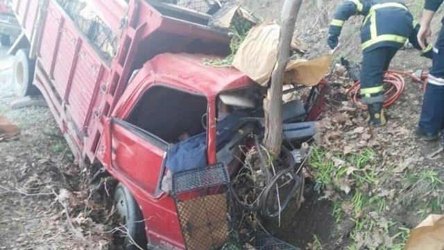 Freni Boşalan Kamyonetin Sürücüsü Ölümden Döndü