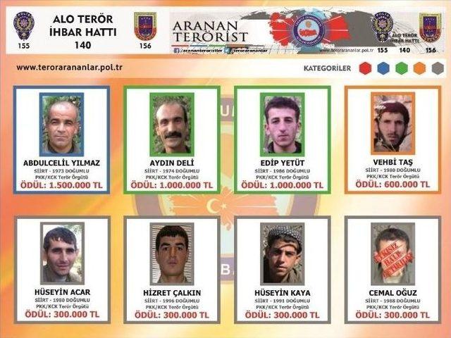 Siirt Valiliği ‘aranan Teröristler’ Listesini Yayınladı