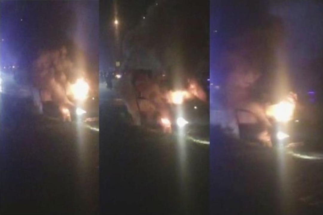 Takla Atan Otomobil Alev Alev Yandı