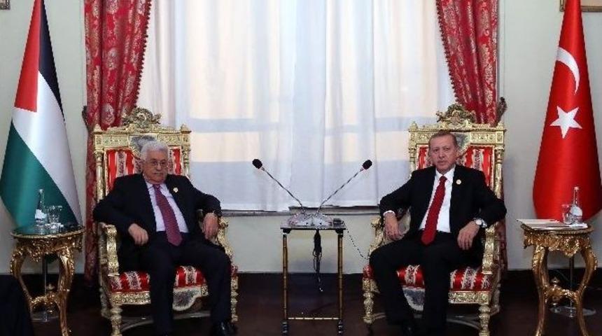 Cumhurbaşkanı Erdoğan, Filistin Devlet Başkanı Mahmut Abbas İle G&ouml;r&uuml;şt&uuml;
