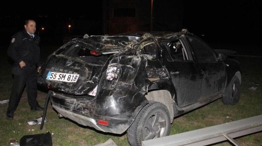 Samsun&rsquo;da Otomobil Takla Attı: 7 Yaralı
