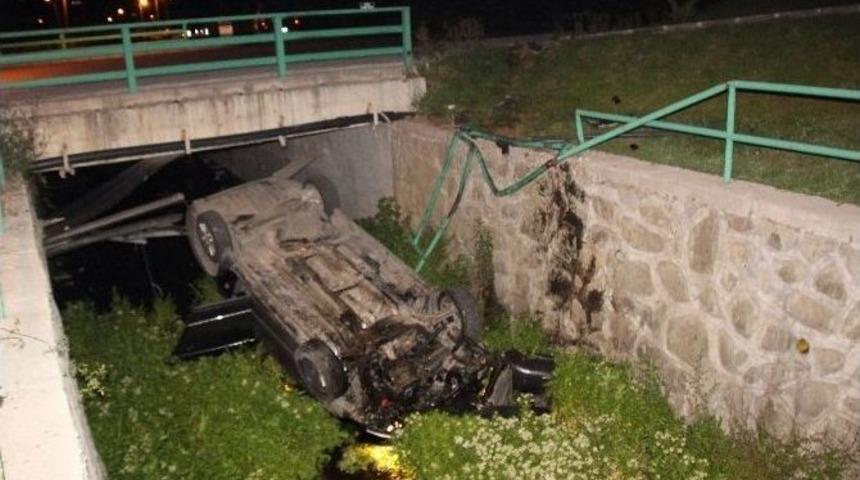 Alkoll&uuml; S&uuml;r&uuml;c&uuml; Otomobiliyle Dereye U&ccedil;tu