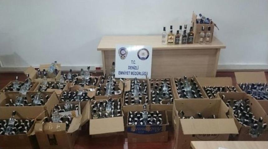 Denizli’de 570 Şişe Kaçak İçki Ele Geçirildi