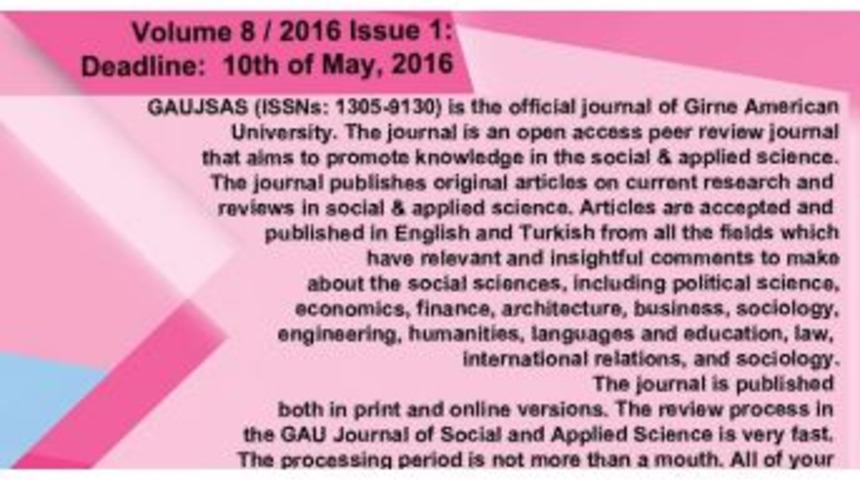 Ga&uuml; Akademik Yayınlar Dergisi Yayın Hayatına Başlıyor