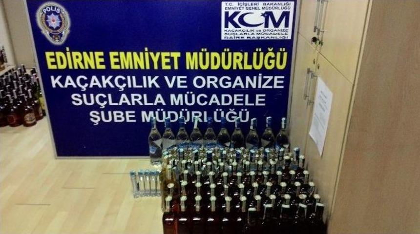 Edirne&rsquo;de 169 Şişe Ka&ccedil;ak İ&ccedil;ki Ele Ge&ccedil;irildi