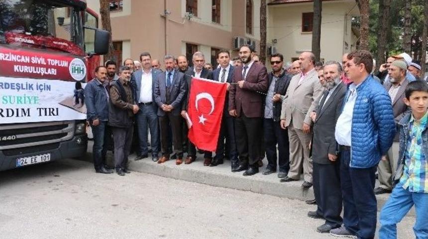 Erzincan&rsquo;dan Suriye&rsquo;ye Yardım Tırı Uğurlandı