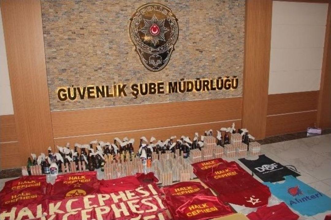 Emniyet, M&uuml;dahalelerde Ele Ge&ccedil;irilen Malzemeleri Teşhir Etti