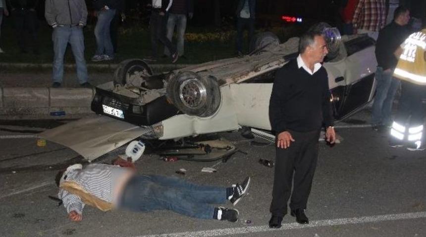 Karşı Şeride Ge&ccedil;erek Defalarca Takla Attı