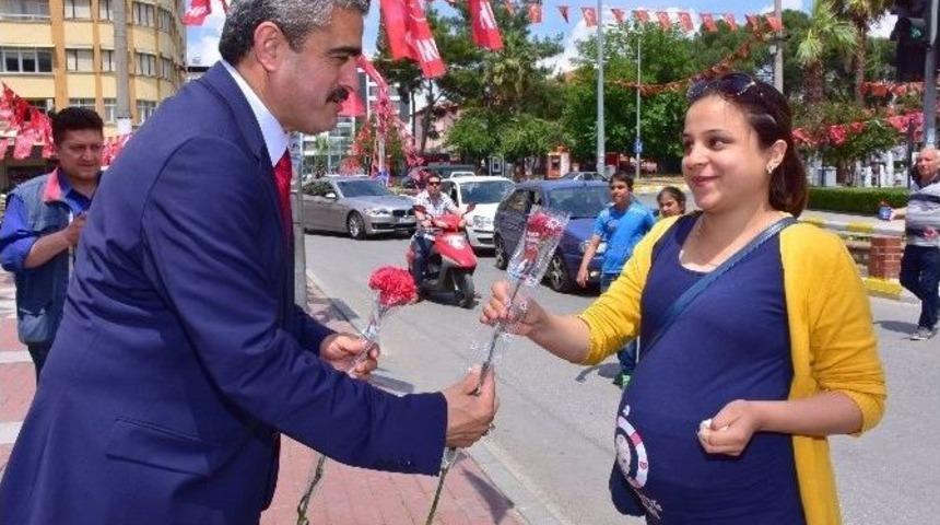 Başkan Alıcık, Annelere Karanfil Hediye Etti