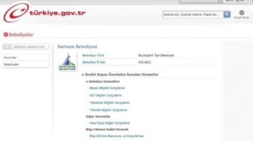 Kartepe Belediyesi E-devlet Uygulamasında