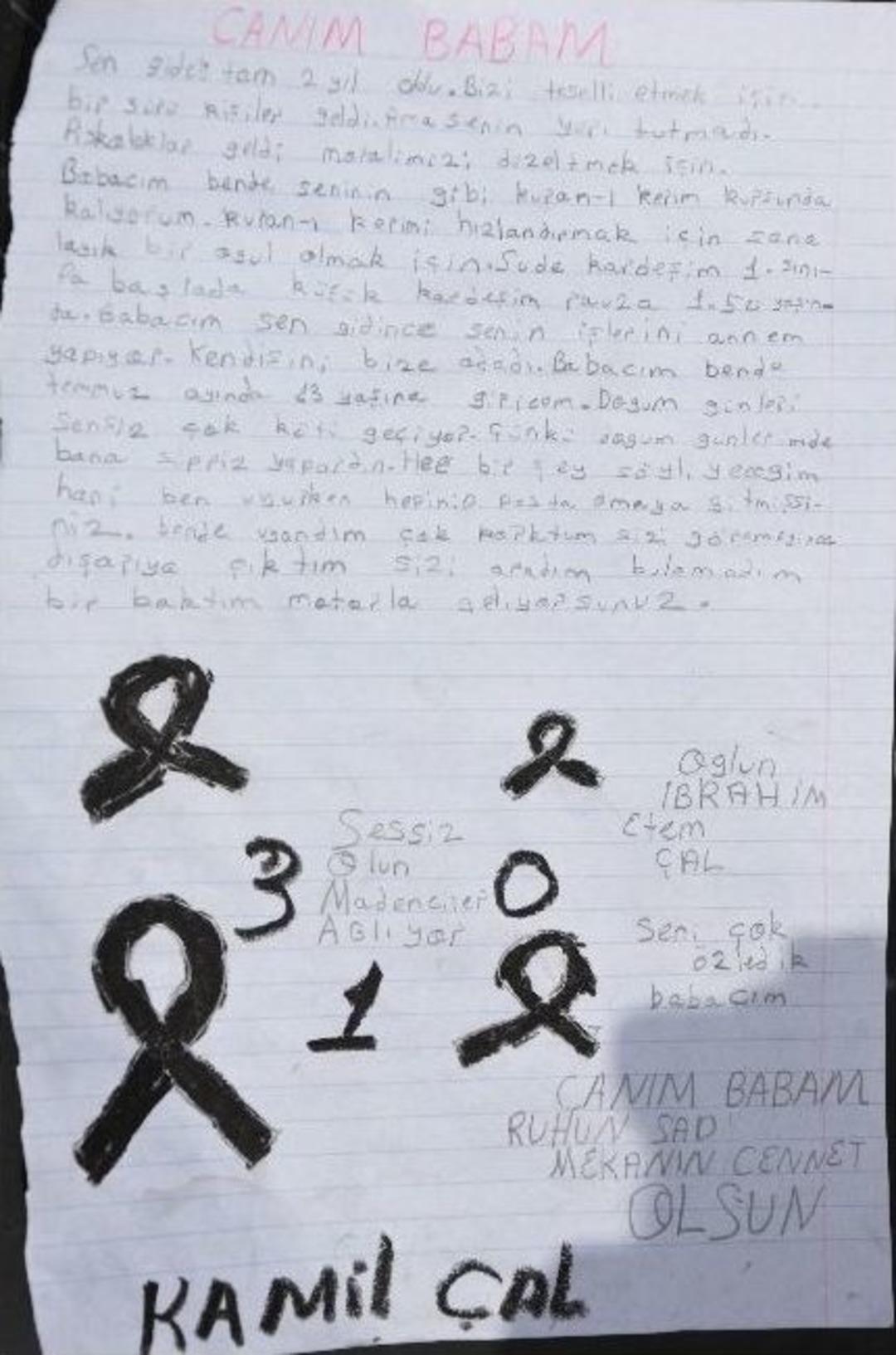 Madenci &Ccedil;ocuğundan Babasına Duygu Dolu Mektup