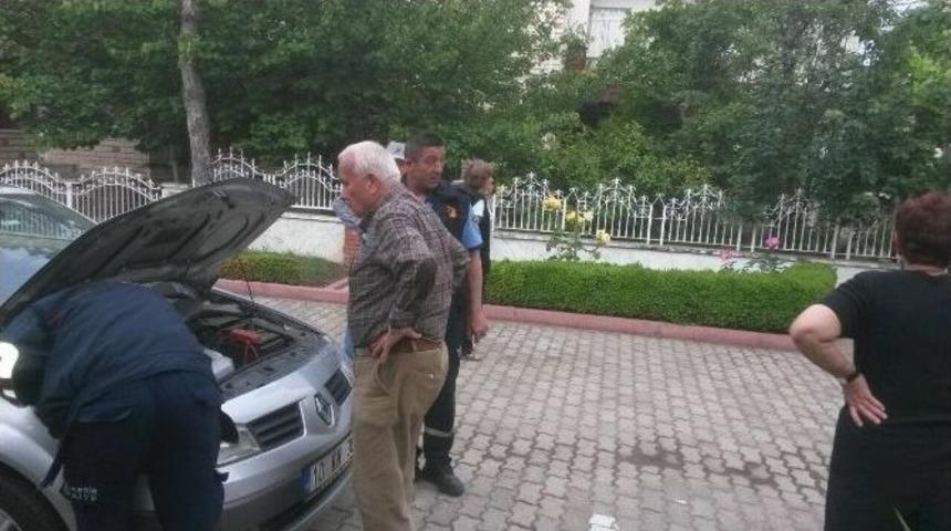 Motora Sıkışan Kedileri İtfaiye Kurtardı