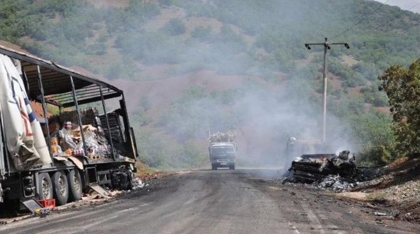 Pkk&rsquo;lıların Ara&ccedil; Yaktığı Tunceli-erzincan Karayolu Ulaşıma A&ccedil;ıldı