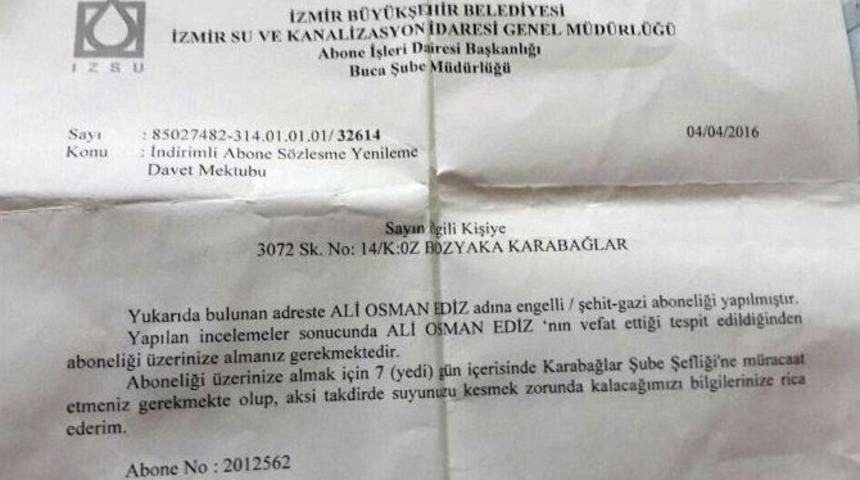 Yaşayan Vatandaşı &Ouml;ld&uuml;ren İzsu, Hatasını Kabul Etti: "sehven Yazılmıştır"