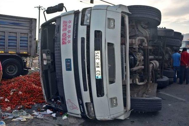 Domates Y&uuml;kl&uuml; Tır Devrildi 1