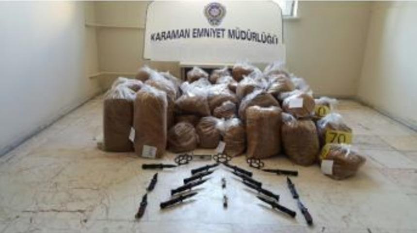 Karaman&rsquo;da 324 Kilo T&uuml;t&uuml;n İle 37 Sustalı Bı&ccedil;ak Ele Ge&ccedil;irildi