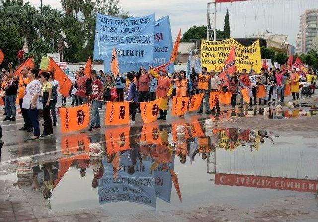 Kesk&rsquo;in &lsquo;adana B&ouml;lge Mitingi&rsquo; Yağmur Altında Yapıldı 1