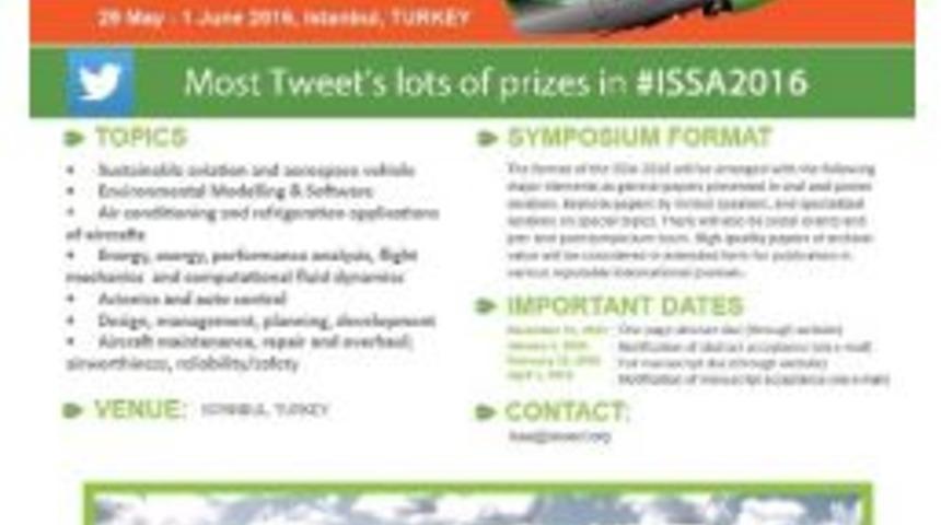 &rsquo;uluslararası S&uuml;rd&uuml;r&uuml;lebilir Havacılık Sempozyumu 2016&rsquo; İstanbul&rsquo;da D&uuml;zenlenecek
