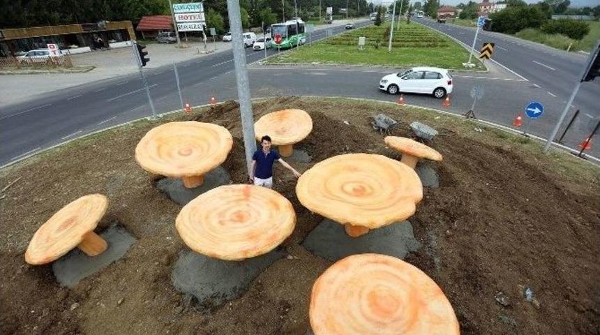 Bolu&rsquo;ya Kanlıca Mantarı Heykelleri Konuldu