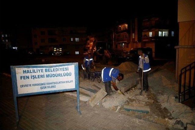 Haliliye Belediyesinde Yol Çalışmaları Gecede Sürüyor