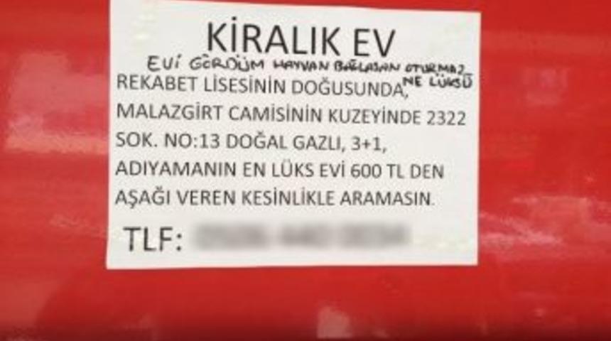 L&uuml;ks Ev İlanına &lsquo;hayvan Bağlasan Oturmaz&rsquo; Cevabı