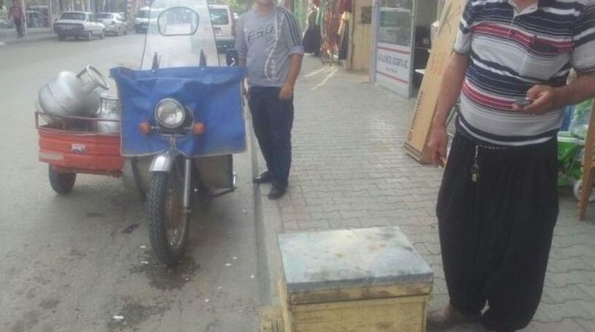 Motosiklet Sepetinde Arıların Oğul Vermesi G&ouml;renleri Şaşırttı