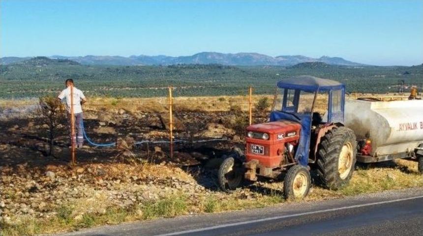 Ayvalık&rsquo;ta Ormanlık Alanda &Ccedil;ıkan Yangın Korkuttu