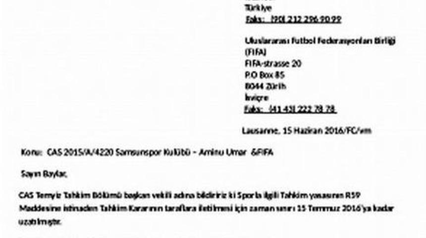 Cas, Samsunspor Kararını 15 Temmuz&rsquo;da A&ccedil;ıklayacak