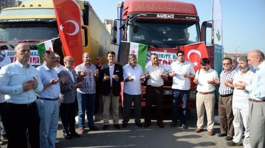 Suriyeli Mazlumlara 11 Tır Dolusu Yardım Yola &Ccedil;ıktı