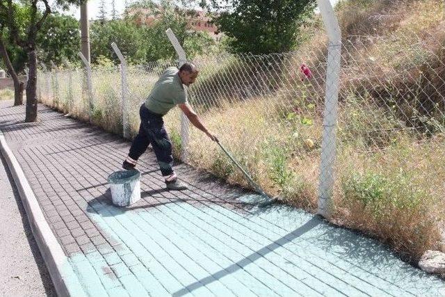 Yenikent’in Kaldırımları Yeşile Boyandı