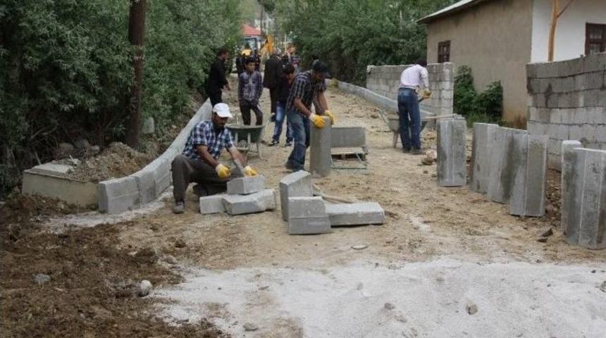 Başkale Belediyesi 46 Sokakta Parke Taşı &Ccedil;alışması Başlattı