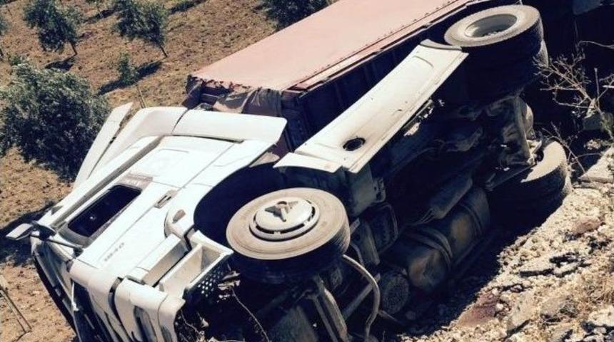 Tır Şarampole Devrildi: 1 Yaralı