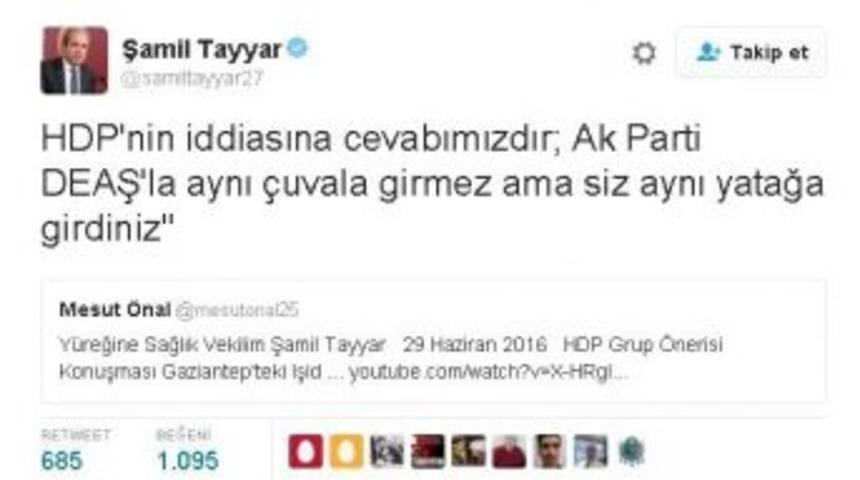 Şamil Tayyar&rsquo;dan Hdp&rsquo;ye &rsquo;deaş&rsquo; Cevabı