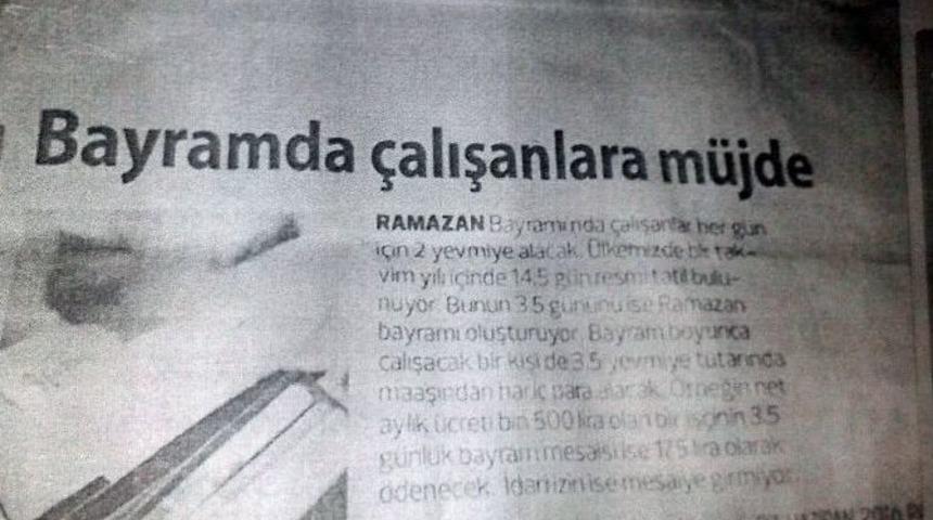 &rsquo;bayramda &Ccedil;alışanlara M&uuml;jde&rsquo; Gazete K&uuml;p&uuml;r&uuml;n&uuml; Sosyal Medyadan Paylaştı, İşinden Oldu