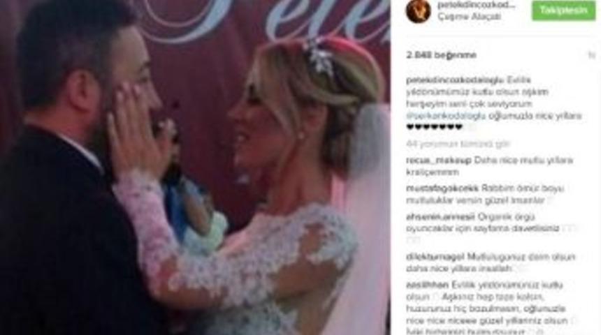 Petek Din&ccedil;&ouml;z, Evlilik Yıl D&ouml;n&uuml;m&uuml;n&uuml; Kutladı