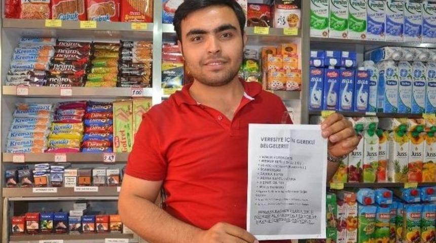 (&ouml;zel Haber) Veresiyeden Bıkan Esnaftan İlgin&ccedil; Yazı