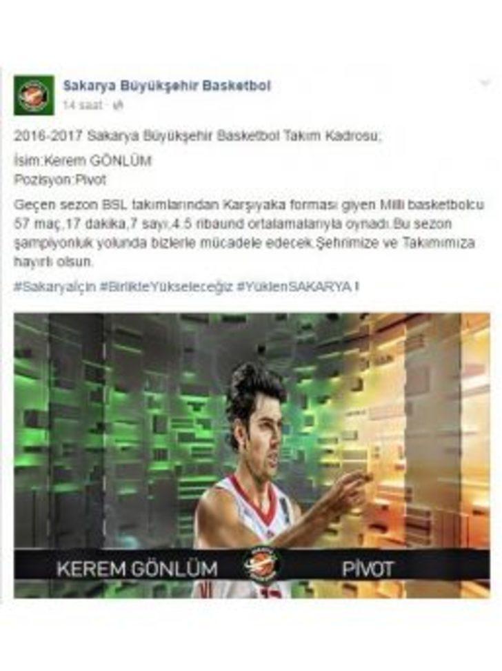 Sakarya Büyükşehir Basketbol, Kerem Gönlüm’le Anlaştı