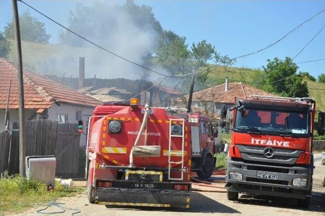 Evleri Ve Samanlıkları K&uuml;l Eden Yangında 6 İnek Telef Oldu