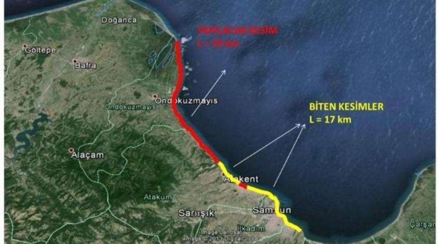 Samsun&rsquo;da 50 Kilometrelik Sahil D&uuml;zenlemesinin 17 Km&rsquo;si Tamam