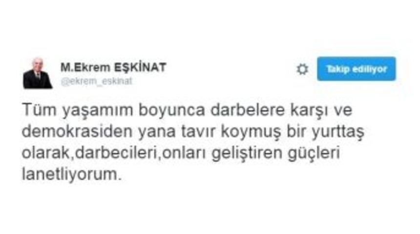 Başkan Eşkinat Darbecileri Lanetledi
