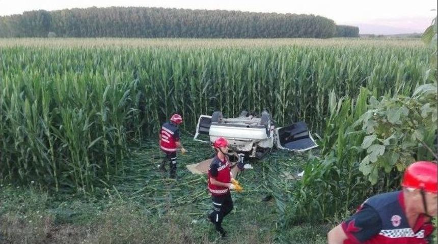 Yoldan &Ccedil;ıkan Otomobil Tarlaya U&ccedil;tu: 1 Ağır Yaralı