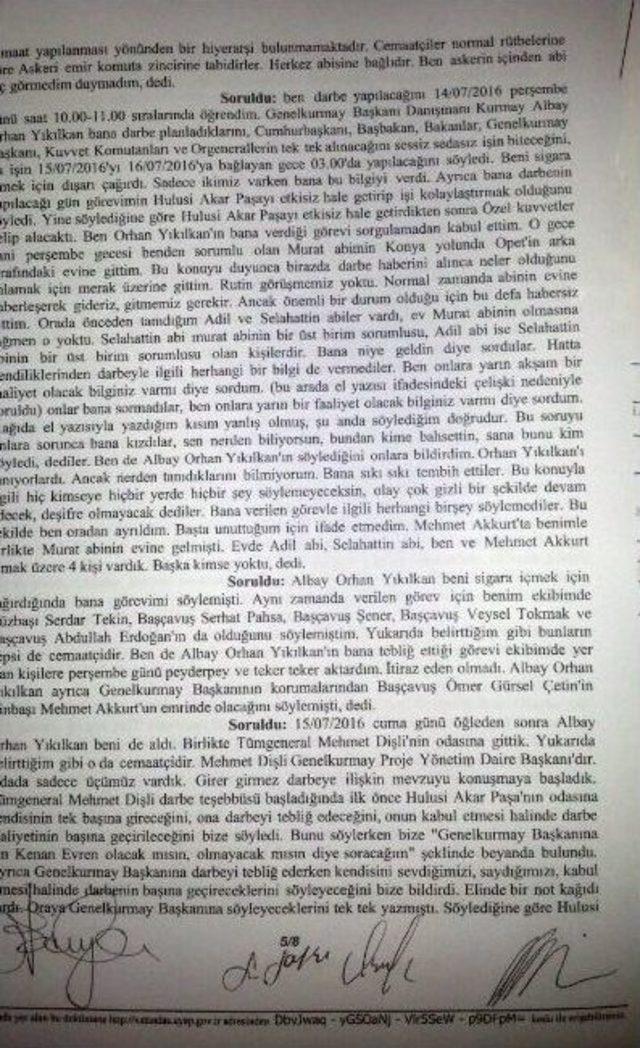 Genelkurmay Başkanının Yaveri İtiraf Etti: “fetö Mensubuyum”