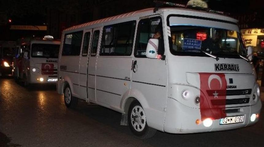 Adıyaman&rsquo;da Minib&uuml;s Şof&ouml;rleri Demokrasi Konvoyu D&uuml;zenledi