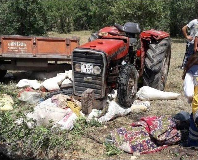 Çorum’da Traktör Devrildi : 1 Ölü, 2 Yaralı