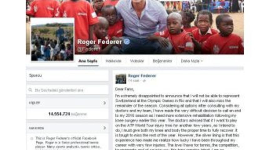 Federer, Rio Olimpiyatları&rsquo;na Katılamayacağını A&ccedil;ıkladı